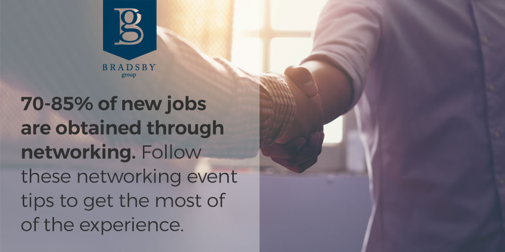 - Bradsby Group 70-85% of new jobs are obtained through networking. Follow these networking event tips to make the most of the experience.